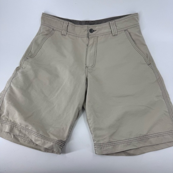 Royal Robbins Cream and Tan Flat Front Shorts - Picture 1 of 9